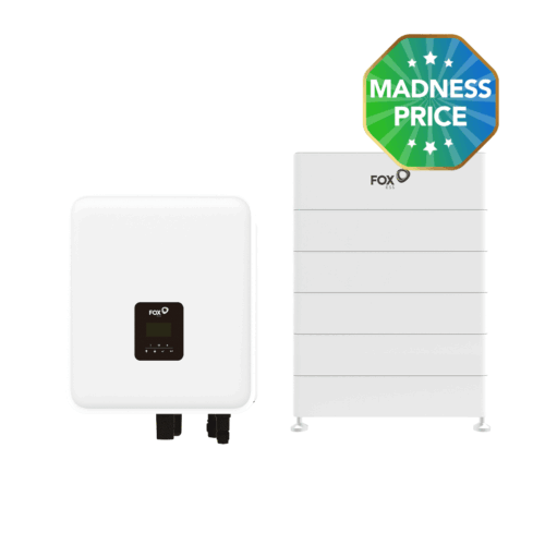 FOXESS KH 9.9kW hybrid inverter with dual CTs and 41.76kWh CQ7(V6) battery storage system for new installations or AC-coupled single-phase residential properties.