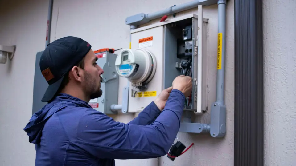 NRGPAL technician working on a meter box